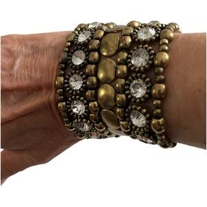 WIDE ANTIQUE GOLD STRETCH BRACELET